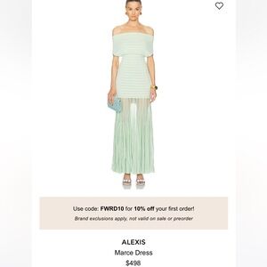 Alexis Marce Off-Shoulder Mint Dress